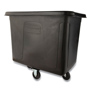 Rubbermaid® Commercial Metal Frame Cube Truck, Rectangular, Polyethylene, 400lb Cap, 12 cu. ft., Black (RCP461200BLA)