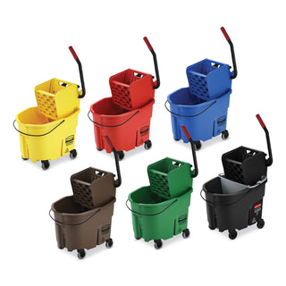 Rubbermaid® Commercial WaveBrake 2.0 Bucket/Wringer Combos, Down-Press, 35 qt, Plastic, Brown (RCPFG757788BRN)