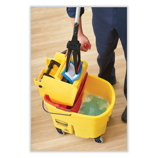 Rubbermaid® Commercial WaveBrake 2.0 Bucket/Wringer Combos, Down-Press, 35 qt, Plastic, Brown (RCPFG757788BRN)