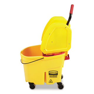 Rubbermaid® Commercial WaveBrake 2.0 Bucket/Wringer Combos, Down-Press, 35 qt, Plastic, Yellow (RCPFG757788YEL)