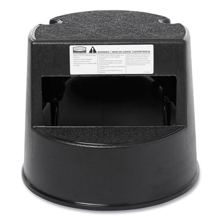 Rubbermaid® Commercial Rolling Step Stool, Curved Design, 2-Step, Retracting Casters, 350 lb Capacity, 16" Diameter x 13.5"h, Beige (2523BG)