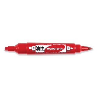 Tombow® Mono Twin Bold Permanent Marker, Fine/Broad Tips, Red, 10/Box (TOM56647)