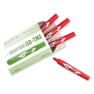 Tombow® Mono Twin Bold Permanent Marker, Fine/Broad Tips, Red, 10/Box (TOM56647)