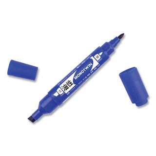 Tombow® Mono Twin Bold Permanent Marker, Fine/Broad Tips, Blue, 10/Box (TOM56648)