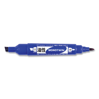 Tombow® Mono Twin Bold Permanent Marker, Fine/Broad Tips, Blue, 10/Box (TOM56648)