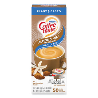 Coffee mate® Plant-Based Almond Milk Non-Dairy Liquid Creamer Singles, Natural Vanilla, 0.38 oz Tubs, 200/Carton (NES42258CT)