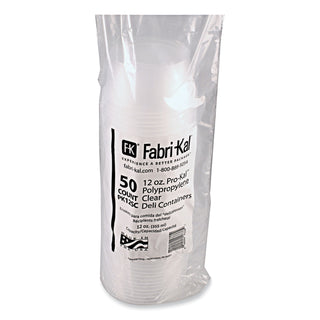 Fabri-Kal® Microwavable Deli Containers, 12 oz, 4.6 Diameter x 2.3 h, Clear, Plastic, 500/Carton (PK12SCL)
