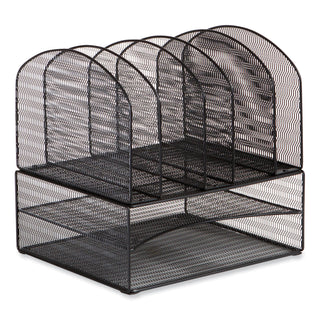 Safco® Onyx Mesh Desk Organizer, 2 Horizontal/6 Upright Sections, Letter Size, 13.25 x 11.32 x 13.32, Black (SAF3214BLKD)