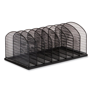 Safco® Onyx Mesh Desk Organizer, 8 Upright Sections, Letter to Legal Size Files, 19.25 x 10.87 x 8.5, Black (SAF3212BLKD)