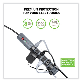 Belkin® Pivot Plug Surge Protector, 8 Outlets, 6 ft Cord, 1800 Joules, Black (BLKBP10800006)