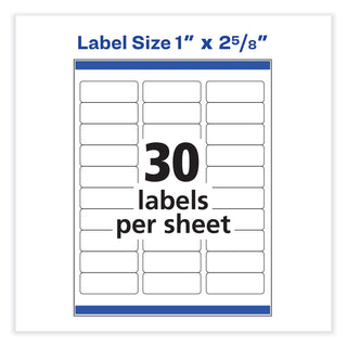 Avery® Vibrant Inkjet Color-Print Labels w/ Sure Feed, 1 x 2 5/8, Matte White, 600/PK (AVE8250)
