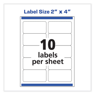 Avery® Vibrant Inkjet Color-Print Labels w/ Sure Feed, 2 x 4, Matte White, 200/PK (AVE8253)