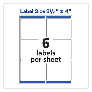 Avery® Vibrant Inkjet Color-Print Labels w/ Sure Feed, 3 1/3 x 4, Matte White, 120/PK (AVE8254)