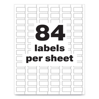 Avery® PermaTrack Durable White Asset Tag Labels, Laser Printers, 0.5 x 1, White, 84/Sheet, 8 Sheets/Pack (AVE61527)