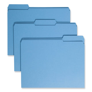 Smead™ Reinforced Top Tab Colored File Folders, 1/3-Cut Tabs, Letter Size, Blue, 100/Box (SMD12034)