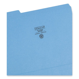Smead™ Reinforced Top Tab Colored File Folders, 1/3-Cut Tabs, Letter Size, Blue, 100/Box (SMD12034)