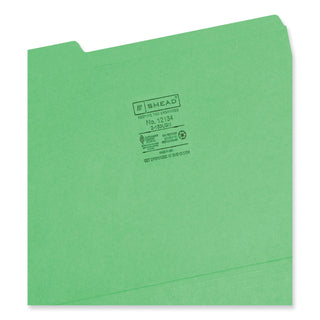 Smead™ Reinforced Top Tab Colored File Folders, 1/3-Cut Tabs, Letter Size, Green, 100/Box (SMD12134)