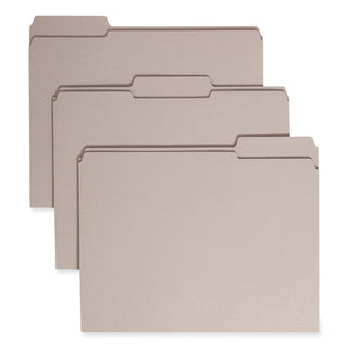 Smead™ Reinforced Top Tab Colored File Folders, 1/3-Cut Tabs, Letter Size, Gray, 100/Box (SMD12334)