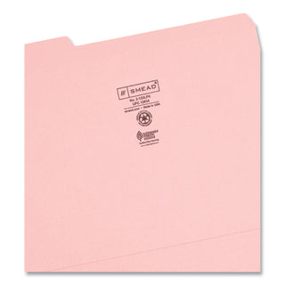 Smead™ Reinforced Top Tab Colored File Folders, 1/3-Cut Tabs, Letter Size, Pink, 100/Box (SMD12634)