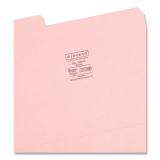 Smead™ Colored File Folders, 1/3-Cut Tabs, Letter Size, Pink, 100/Box (SMD12643)