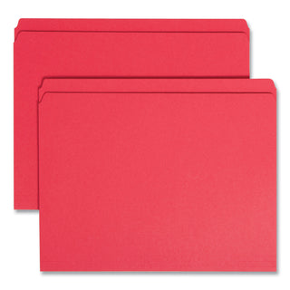 Smead™ Reinforced Top Tab Colored File Folders, Straight Tab, Letter Size, Red, 100/Box (SMD12710)