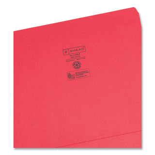 Smead™ Reinforced Top Tab Colored File Folders, Straight Tab, Letter Size, Red, 100/Box (SMD12710)