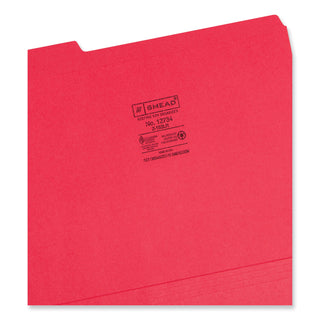 Smead™ Reinforced Top Tab Colored File Folders, 1/3-Cut Tabs, Letter Size, Red, 100/Box (SMD12734)