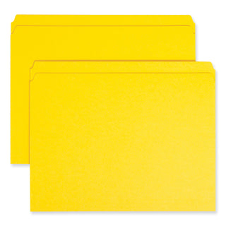 Smead™ Reinforced Top Tab Colored File Folders, Straight Tab, Letter Size, Yellow, 100/Box (SMD12910)