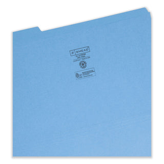 Smead™ Reinforced Top Tab Colored File Folders, 1/3-Cut Tabs, Legal Size, Blue, 100/Box (SMD17034)