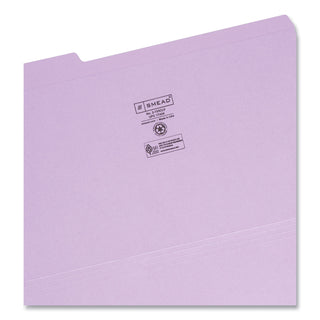 Smead™ Reinforced Top Tab Colored File Folders, 1/3-Cut Tabs, Legal Size, Lavender, 100/Box (SMD17434)