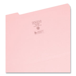 Smead™ Reinforced Top Tab Colored File Folders, 1/3-Cut Tabs, Legal Size, Pink, 100/Box (SMD17634)