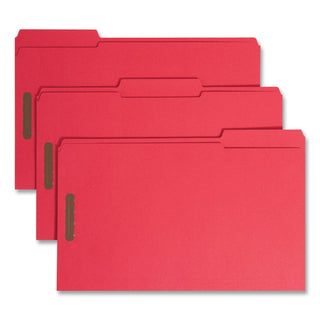 Smead™ Top Tab Colored 2-Fastener Folders, 1/3-Cut Tabs, Legal Size, Red, 50/Box (SMD17740)