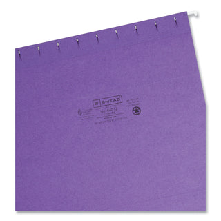 Smead™ Colored Hanging File Folders, Letter Size, 1/5-Cut Tab, Purple, 25/Box (SMD64072)