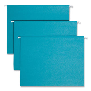 Smead™ Colored Hanging File Folders, Letter Size, 1/5-Cut Tab, Teal, 25/Box (SMD64074)