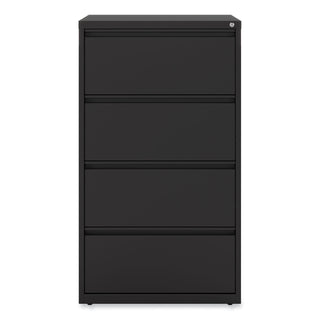 Alera® Lateral File, 4 Legal/Letter-Size File Drawers, Black, 30" x 18" x 52.5" (ALEHLF3054BL)