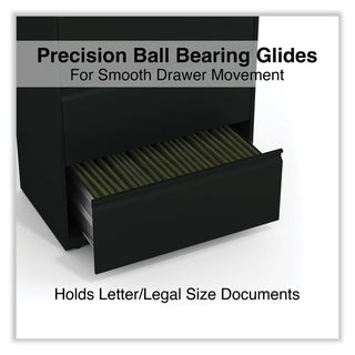 Alera® Lateral File, 4 Legal/Letter-Size File Drawers, Black, 30" x 18" x 52.5" (ALEHLF3054BL)