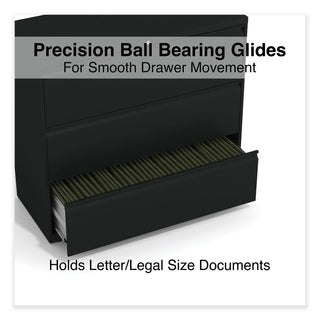 Alera® Lateral File, 3 Legal/Letter/A4/A5-Size File Drawers, Black, 42" x 18" x 39.5" (ALEHLF4241BL)
