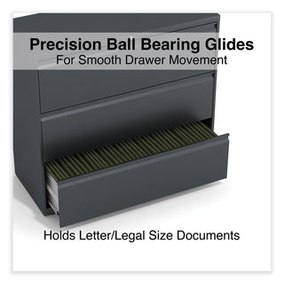 Alera® Lateral File, 3 Legal/Letter/A4/A5-Size File Drawers, Charcoal, 42" x 18" x 39.5" (ALEHLF4241CC)