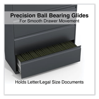 Alera® Lateral File, 4 Legal/Letter/A4/A5-Size File Drawers, Charcoal, 42" x 18" x 52.5" (ALEHLF4254CC)