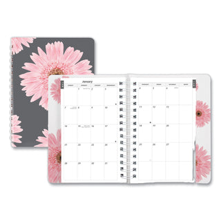 Brownline® Pink Ribbon Essential Daily Appointment Book, Pink Daisy Artwork, 8 x 5, Navy/Gray/Pink Cover, 12-Month (Jan to Dec): 2026 (REDCB634G05)