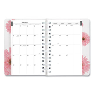 Brownline® Pink Ribbon Essential Daily Appointment Book, Pink Daisy Artwork, 8 x 5, Navy/Gray/Pink Cover, 12-Month (Jan to Dec): 2026 (REDCB634G05)