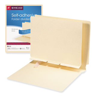 Smead™ Self-Adhesive Folder Dividers for Top/End Tab Folders, Prepunched for Fasteners, Letter Size, Manila, 100/Box (SMD68021)