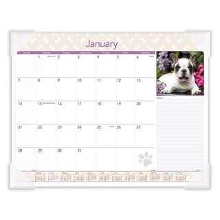 AT-A-GLANCE® Puppies Monthly Desk Pad Calendar, Puppies Photography, 22 x 17, White Sheets, Clear Corners, 12-Month (Jan to Dec): 2025 (AAGDMD16632)