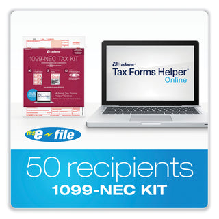 Adams® 1099-NEC + 1096 Tax Form Kit with e-File Code, Inkjet/Laser, Five-Part Carbonless, 8.5 x 3.67, 3 Forms/Sheet, 50 Forms Total (ABFSTAX550NEC22)
