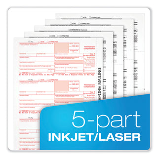Adams® 1099-NEC + 1096 Tax Form Kit with e-File Code, Inkjet/Laser, Five-Part Carbonless, 8.5 x 3.67, 3 Forms/Sheet, 50 Forms Total (ABFSTAX550NEC22)