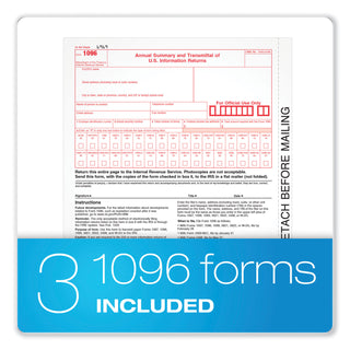 Adams® 1099-NEC + 1096 Tax Form Kit with e-File Code, Inkjet/Laser, Five-Part Carbonless, 8.5 x 3.67, 3 Forms/Sheet, 50 Forms Total (ABFSTAX550NEC22)