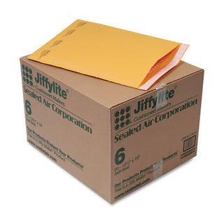 Sealed Air Jiffylite Self-Seal Bubble Mailer, #6, Barrier Bubble Lining, Self-Adhesive Closure, 12.5 x 19, Golden Brown Kraft, 50/Carton (SEL39097)