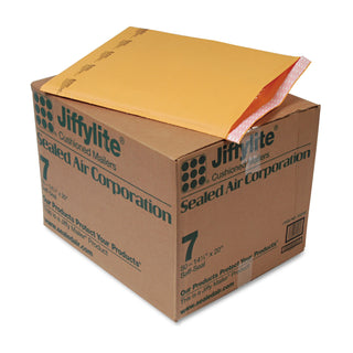 Sealed Air Jiffylite Self-Seal Bubble Mailer, #7, Barrier Bubble Lining, Self-Adhesive Closure, 14.25 x 20, Golden Kraft, 50/Carton (SEL39098)