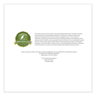Heritage Eco Blend Max Can Liners, 23 gal, 0.8 mil, 28" x 45", Blue, 25 Bags/Roll, 10 Rolls/Carton (HERL5645TXER1)