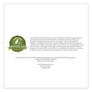 Heritage Eco Blend Max Can Liners, 60 gal, 0.8 mil, 38" x 58", Clear, 20 Bags/Roll, 5 Rolls/Carton (HERL7658TCER1)